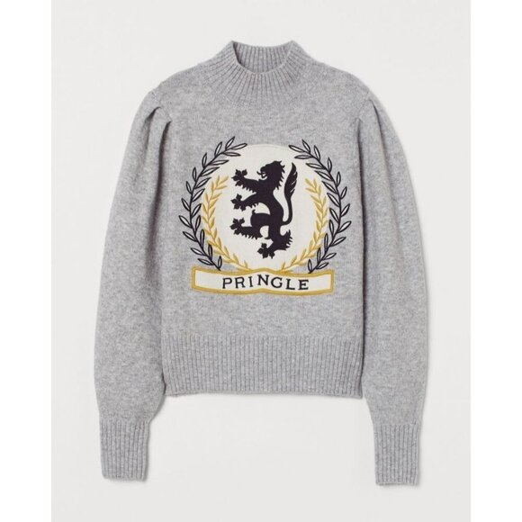 H&M X Pringle of Scotland Knit Mock-Turtleneck Sweater Collaboration Gray Sz XS - Picture 1 of 8